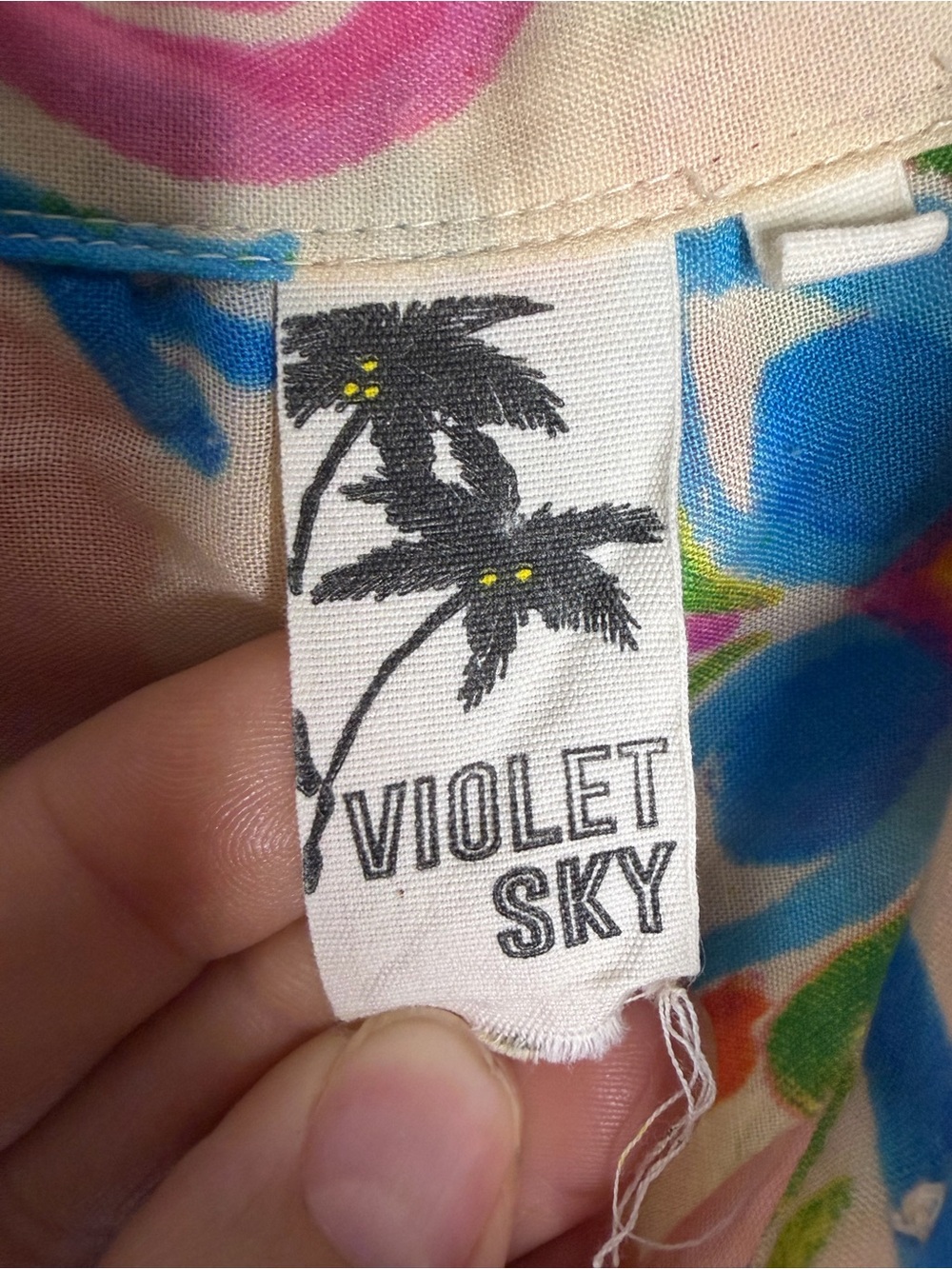 Violet Sky Boho Floral Button Up Blouse Size Small Colorful Cottagecore Retro - Picture 7 of 9